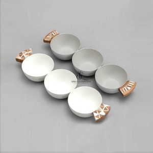 Juego de Tazones de Lujo de 3 Compartimentos con Asa de Mosaico de Madera, Plato para Servir Aperitivos de Alta Calidad al por Mayor - Product Image 1