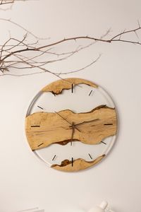 Wholesale Luxury Clear Epoxy Resin and Live Edge Wood Wall <b>Clock</b> Modern Silent Wall Decor Handcrafted Transparent Resin River - Product Image 3