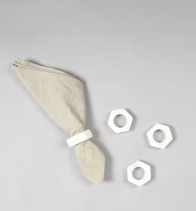 Ronds de serviette en marbre blanc, luxueux, faits à la main, créatifs, en marbre naturel, lot de 4, élégants - Product Image 1