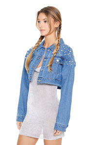 Veste en jean unie pour femme, style décontracté, boutonnée, coupe courte et oversize, collection automne OEM - Product Image 6