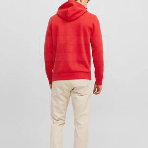 Sweat-shirt à capuche rouge pour homme INDEX, couleur unie, coton French Terry, décontracté, pour l'automne, avec poche avant et coupe classique - Product Image 2