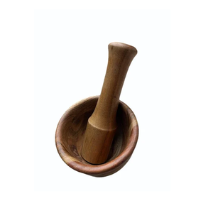 Mortier et pilon en bois faits à la main, moulin à épices naturel pour herbes et masala, manuel, 155 ml - Product Image 3