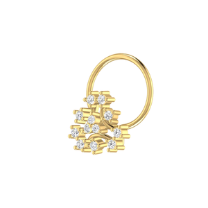 AJRETAIL Bijou de piercing fin pour femme, ethnique, en or 14K, avec diamant naturel de 0,06 ct, taille brillant rond, motif pétales tourbillonnants, pour le nez - Product Image 4