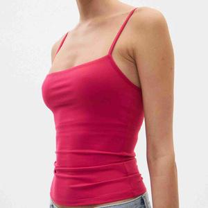 Custom Logo Women's Knitted Breathable Solid Camisole Scoop Neck <b>Spaghetti</b> <b>Strap</b> <b>Tank</b> <b>Tops</b> Summer Sleeveless Slips - Product Image 4