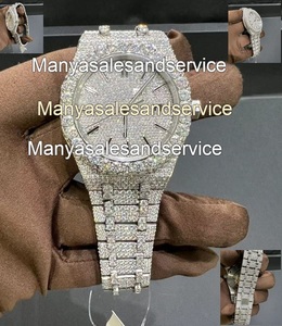Montre à quartz pour homme avec cadran rond, cristal de verre, moissanite et boîtier en acier inoxydable, étanche 10 bars, bracelet à fermoir, cadeau - Product Image 3