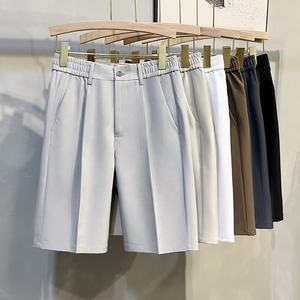 Cintura semielástica de verano de poliéster 100% de alta calidad, ajuste relajado, cremallera, cinturón con mosca, bucles, pantalones cortos chinos informales inteligentes para hombres - Product Image 3