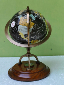 Globe terrestre en laiton fait main avec base en forme de boussole |   Décoration de bureau nautique antique - Product Image 5