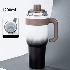 Custom Logo Stainless Steel <b>Insulated</b> Drinking Thermal Coffee <b>Mug</b> 40oz 2-in-1 Lid and Straw with Handle - Product Image 4