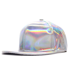 100% Polyester Adjustable Baseball Cap Metallic Holographic Rainbow Reflective Hip Hop Adjustable Strapback Peaked Hat - Product Image 4