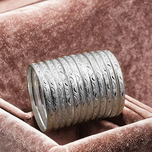 Wholesale <b>Silver</b> Plated Brass Bangles Traditional Fashion Custom Party 12 Piece <b>Set</b> - Product Image 4
