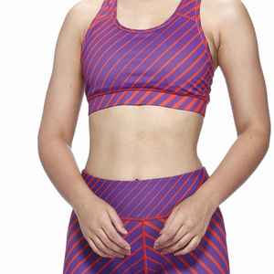 Customized Stripes Design Sublimation Print Yoga Set Best Quality Durable Wide <b>Strap</b> <b>Bra</b> & Tights For Women - Product Image 3