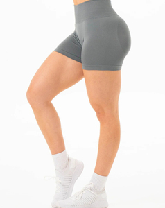 Shorts de sport pour femmes de haute qualité, unis, respirants, confortables, à taille haute élastique, séchage rapide, avec logo personnalisé, faible MOQ - Product Image 3