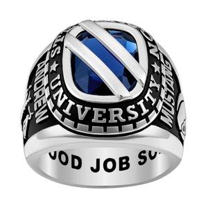 Anillo de Graduación de Plata de Ley 925 con Piedra de Nacimiento en Forma de Cojín y Puente Diagonal, Anillo de Colegio, Anillo de Celebración Universitaria - Product Image 1