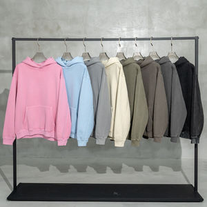 เสื้อฮู้ดดี้โอเวอร์ไซส์ผู้ชาย สีดำล้วน ผ้าฝ้ายฟลีซ 100% สวมใส่สบายในฤดูหนาว มีกระเป๋า ดีไซน์เรียบง่าย ทรงปกติ ระบายอากาศได้ดี ผ้าถัก - Product Image 3