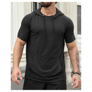 Sudadera con capucha de manga corta para hombre, sudadera para gimnasio, sudadera atlética con capucha, camiseta ligera y transpirable para fitness - Product Image 3
