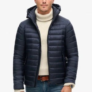 Chaqueta Parka Canadiense para Hombre con Capucha Desmontable de Piel de Lobo, Acolchada con Plumón de Ganso, para Invierno, Cuello Alto, Color Liso - Product Image 1