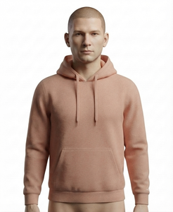 <b>Men's</b> <b>Pink</b> Hooded Sweatshirt Regular Fit Cotton Knitted Casual <b>Hoodie</b> with Front Pocket Autumn Wear - Product Image 1