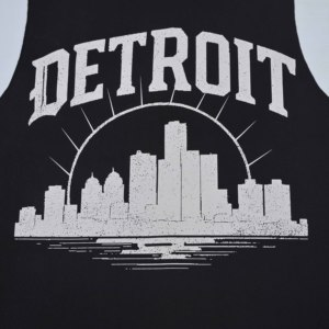 Débardeur sans manches noir personnalisé pour homme, col rond, imprimé Detroit City, style décontracté, en coton tricoté, vente en gros de haute qualité - Product Image 6