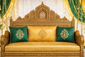 Decoración de escenario para Noche de Mehndi pakistaní, Columpio Maharaja, Columpio de escenario para Noche de Mehndi árabe, Hermoso columpio para ceremonia de brazaletes, Jhula USA - Product Image 3
