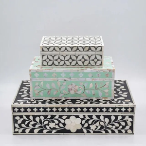 Luxury Bone Inlay Wooden <b>Trinket</b> Jewelry <b>Box</b> Mother of Pearl Gift Storage - Product Image 1