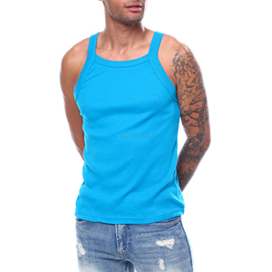 Débardeurs pour hommes en gros OEM, logo personnalisé, gris, haute qualité, débardeurs côtelés respirants, décontractés, débardeurs côtelés vierges pour hommes - Product Image 3