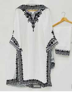 Salwar Kameez bleu pour femme avec broderie blanche, longueur genou, tenue traditionnelle indienne pakistanaise pour mariage, coupe classique - Product Image 2