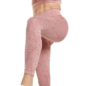 Leggings de Yoga Sólidos Color Rosa Polvoriento, Cintura Alta, Sin Costuras, Texturizados, Compresivos, Transpirables, de Secado Rápido, Spandex/Nylon, para Entrenamiento - Product Image 6