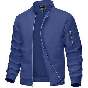 Blouson bomber marron pour homme, fermeture éclair, col montant, vêtement d'extérieur décontracté, coupe classique, matière polyester, automne - Product Image 2