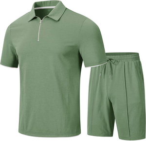 Ensemble Polo et Short Minimaliste Homme avec Col Zippé Respirant Survêtement Athlétique Décontracté Tenue de Sport Estivale 2026 - Product Image 5