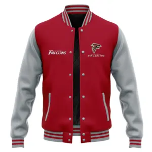 Atlanta Falcons OEM Stick patches Benutzer definierte Herren Letterman Jacke Baseball Leder Street Plus Size Mantel Varsity Jacke