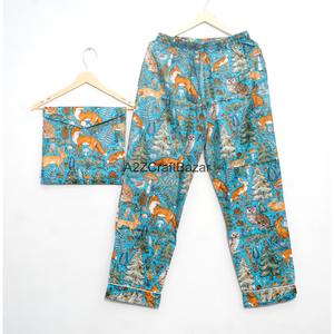 Conjunto de Pijama de Lujo para Mujer, 100% Algodón, Estampado, Manga Larga, Largo, Suave, Informal, Ropa de Dormir de Verano, Cuello Camisero - Product Image 4