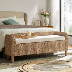 Elegant Seagrass Bench Patio for Living Room Modern Bohemian Entryway Bench Chair with Storage Home Furniture Made in Vietnam - Product Image 3