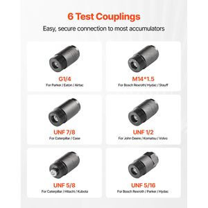 Kit di ricarica idraulico completo per accumulatore di azoto con 3 manometri (1500-6000 PSI) - Sistema di test pressione e accessori per utensili idraulici - Product Image 5