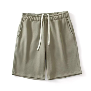 Shorts Bermuda en coton blanc pour homme, taille élastique, décontractés, respirants, tricotés, couleur unie, style jogger - Product Image 3