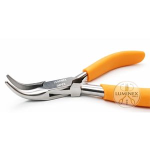 Pince à bec courbé or et blanc 5 pouces, pointe angulaire, pour la fabrication de bijoux, en acier inoxydable, certifiée CE ISO, LUMINEX IMPEX, pour saisir les petites pièces - Product Image 5