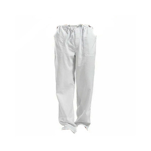 Pantalon Oxford en coton blanc pour homme, taille élastique avec cordon de serrage, coupe droite décontractée, léger, pour l'été, avec poches latérales - Product Image 1