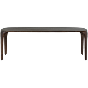 Table de salle à manger en bois de manguier massif de couleur noyer, design organique, bords incurvés, forme carrée, pieds en bois simples, pour la maison et la cuisine - Product Image 2