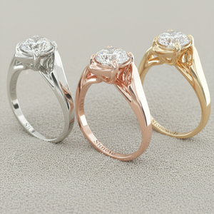 Anillo de compromiso solitario Stonewels Bypass en oro macizo con diamante redondo cultivado en laboratorio con engaste de púas, certificado - Product Image 3