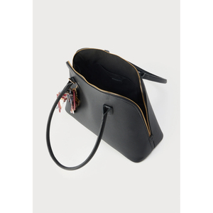 Women Real Leather Handbag <b>Black</b> Elegant Structured Shoulder <b>Bag</b> Luxury <b>Top</b> <b>Handle</b> Purse with Charm - Product Image 3