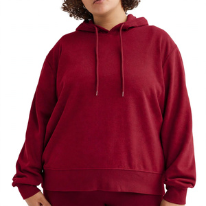 Custom Plus Size <b>Burgundy</b> Heavyweight Fleece Crew Neck Lined Breathable <b>Hoodie</b> Oversized Plain Cotton Sweatshirt Winter Pullover - Product Image 1