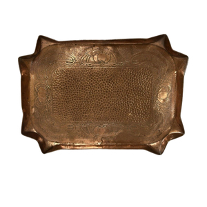 Bandeja Redonda de Cobre Puro Hecha a Mano con Diseño de Henna Grabado, Plato de Comida de Metal de Lujo con Motivo Floral, Tradicional Indio - Product Image 5