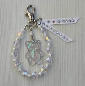 Handmade Embroidery Beaded Keychain with Intricate Floral Beadwork Decorative <b>Bag</b> Charm and <b>Key</b> <b>Ring</b> Gift - Product Image 6