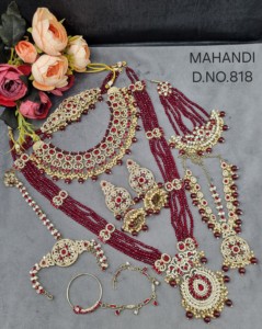 Luxury Dulhan Jewelry <b>Set</b> Antique Gold Plated Finish Cubic Zirconia & Pearl Multi Piece Bridal <b>Jewellery</b> <b>Set</b> <b>For</b> Women Wholesale - Product Image 4
