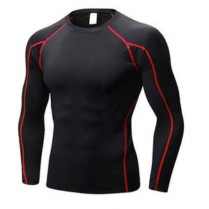 T-shirt de sport pour homme à manches longues, couleur bleu-vert et rouge, à séchage rapide, en spandex et polyester, pour adulte - Product Image 6