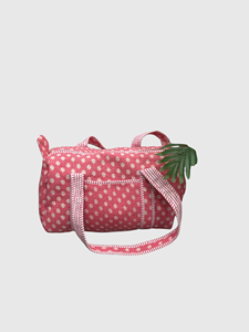 Pink Floral Patterned Duffel <b>Bag</b> with <b>Zipper</b> Closure Large Capacity Travel Tote Textile Material Weekender Style - Product Image 1