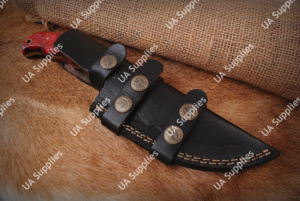 Couteau de chasse à lame fixe en acier Damas forgé à la main, qualité supérieure, avec crochet de poche, vente directe d'usine, manche pleine longueur, pour camping, extérieur et EDC - Product Image 6