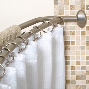 OEM never rust shower <b>curtain</b> rod tension curved in chrome - Product Image 1