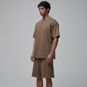 T-shirt en jersey brodé numérique épais uni de luxe pour homme, 100 % coton, coupe oversize, personnalisable, vente en gros - Product Image 2