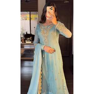 Designer Women's Top-Bottom and Dupatta <b>Set</b> with Heavy <b>Embroidery</b> Sequence Work - Product Image 3