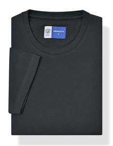 T-shirt en coton noir pour homme Unworth, manches courtes, col rond, coupe classique, couleur unie, respirant, jersey tricoté - Product Image 4
